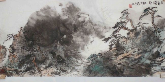 山水画展板cdr矢量模版下载