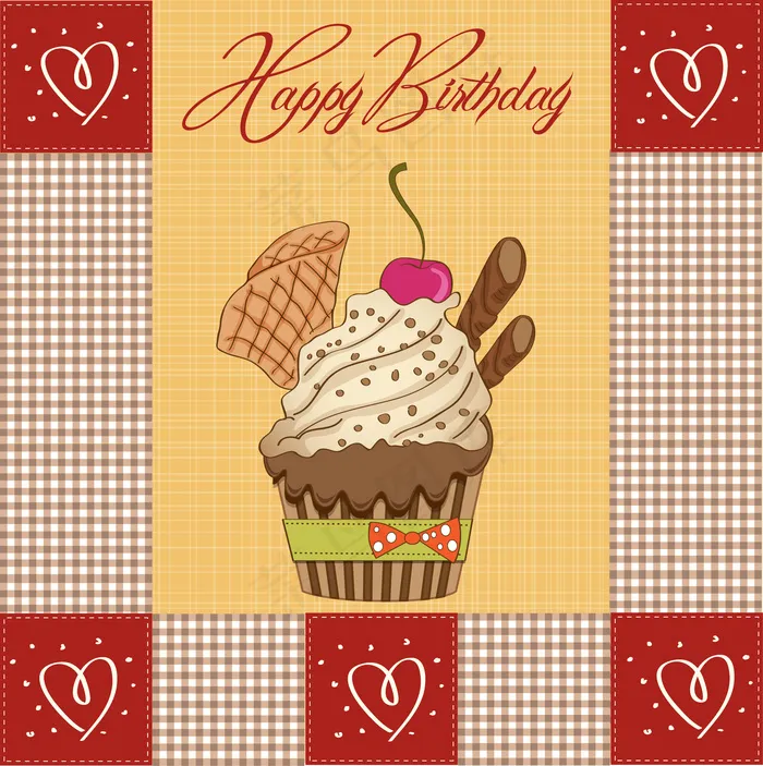 卡通背景生日贺卡矢量素材ai矢量模版下载