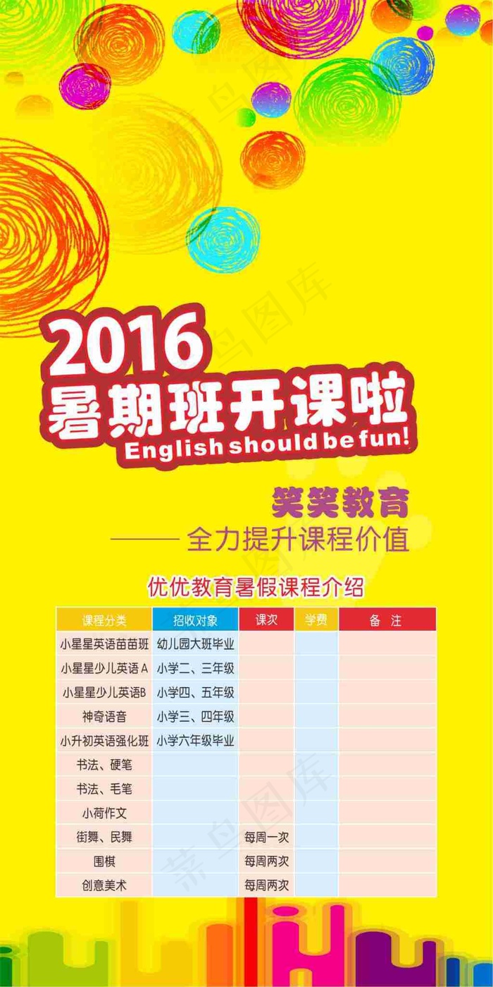 培训学校暑假班招生海报cdr矢量模版下载