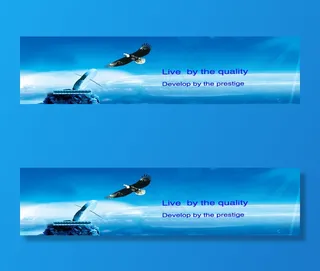 蓝色背景英文版banner分层素材素材