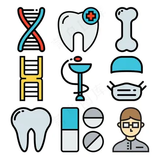 手绘线性医疗icon图标