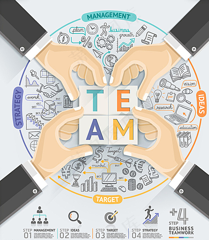 团队合作商务信息图图片