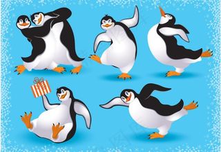 舞蹈的企鹅庆祝节日圣诞背景图片