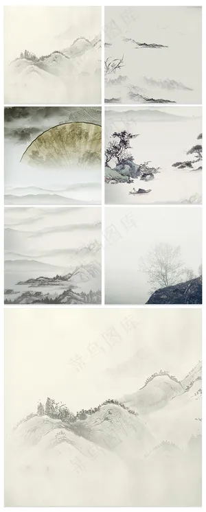 淘宝天猫中国风山水主图背景