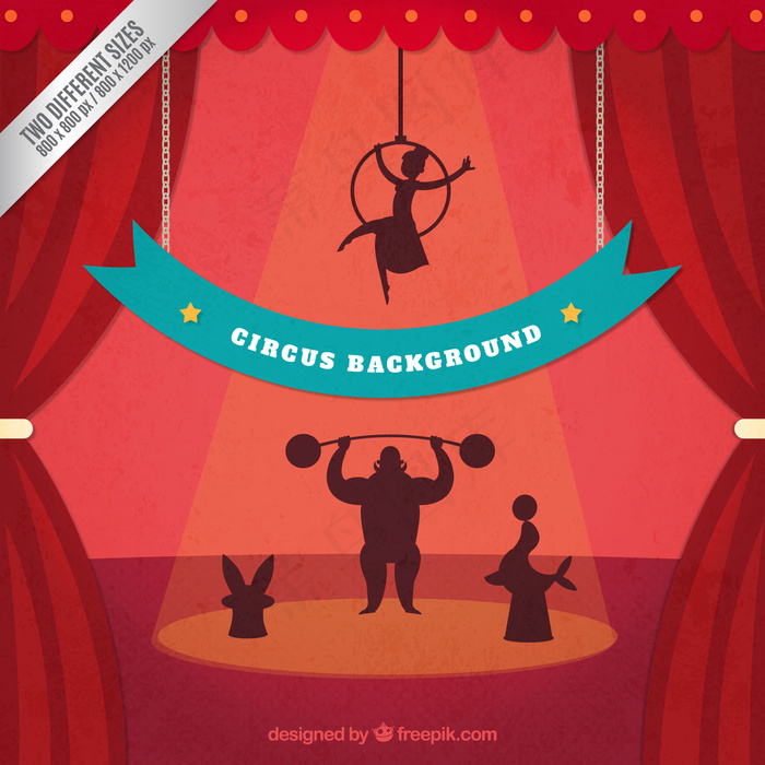 复古马戏团的剪影背景