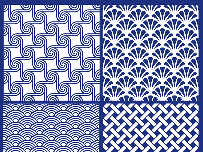 个性中式青花底纹矢量素材