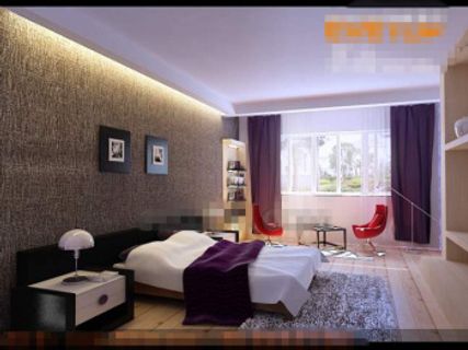 新鲜、时尚紫色的卧室