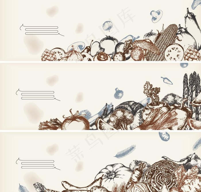 手绘蔬菜banners 横幅图片eps,ai矢量模版下载