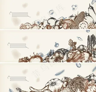 手绘蔬菜banners 横幅图片