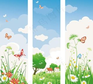 春意盎然的banner矢量素材