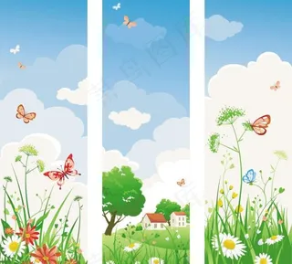 春意盎然的banner矢量素材