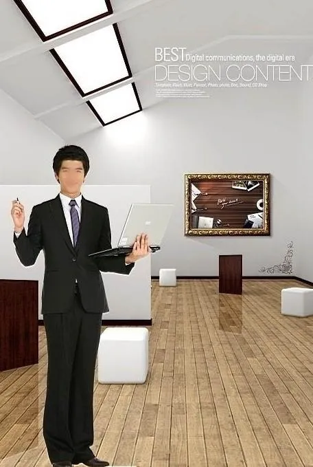 办公室场景图片psd模版下载