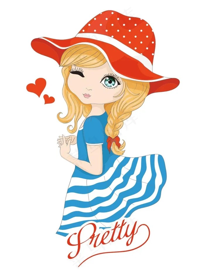 女孩人物ai矢量模版下载