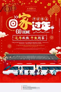 红色中国风2018回家过年创意海报
