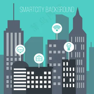 扁平摩天大楼城市科技