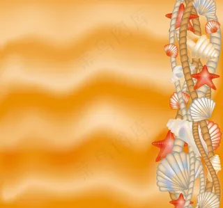 手绘沙滩海洋生物图片