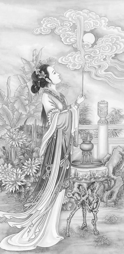 貂婵拜月
