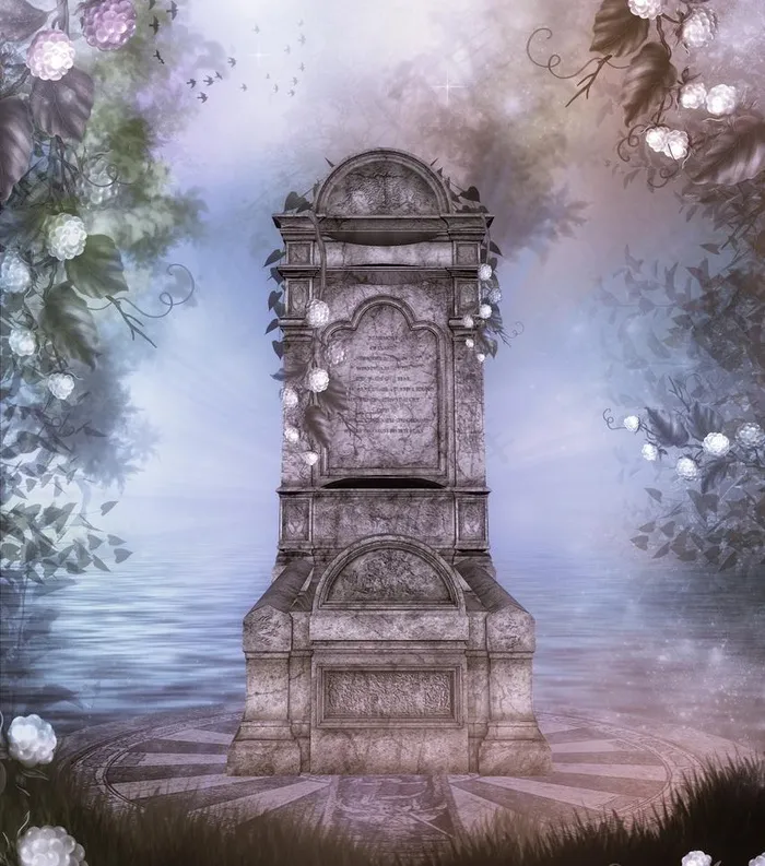 梦幻浪漫背景 影楼背景 石椅 湖水 花朵图片