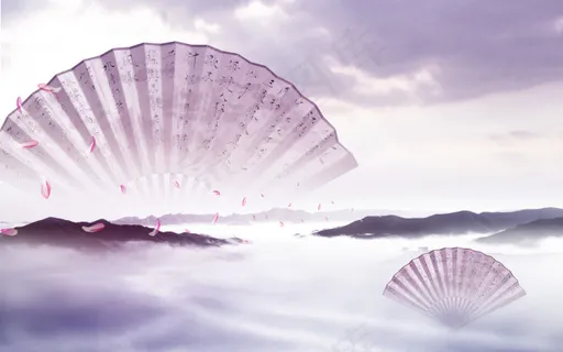 唯美古风中国纸扇红色油纸伞