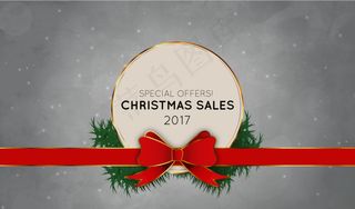 圣诞促销背景红丝带