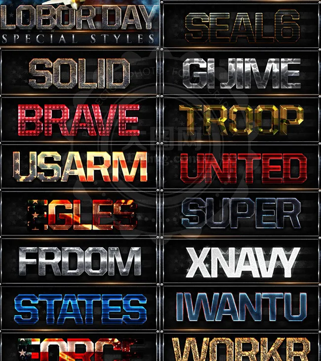 创意的劳动节图案艺术字PS样式