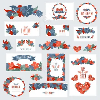 艳丽植物花朵婚礼卡片模板下载