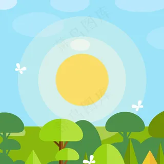 卡通扁平树木背景素材