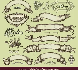 欧式复古丝带横幅图片