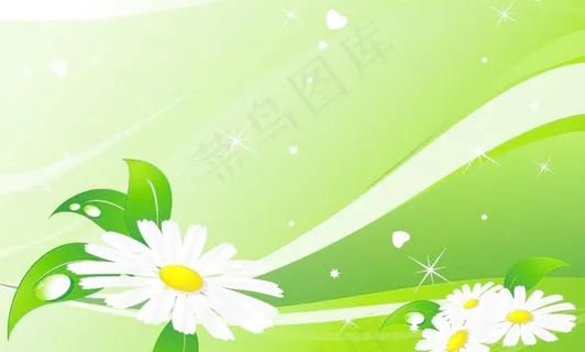 绿色环保动感线条鲜花水珠图片