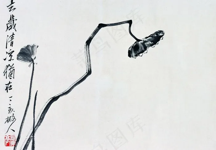 国画荷花名画 水墨图片