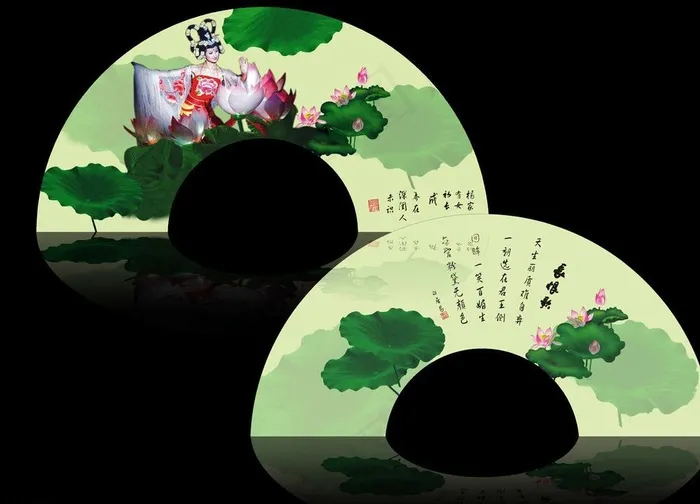 荷花女扇图片cdr矢量模版下载