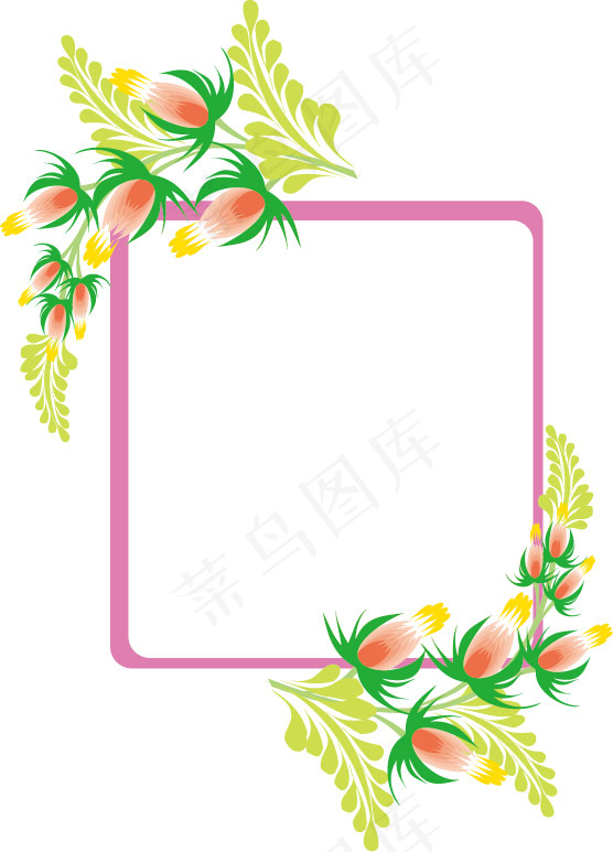 植物纹样方形画框矢量图