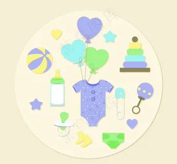 可爱婴儿用品矢量素材
