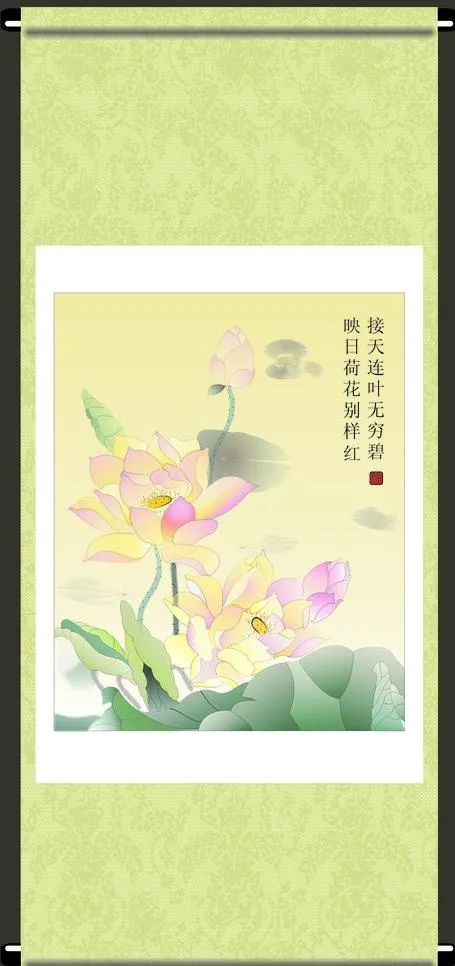 挂画 荷花图片cdr矢量模版下载