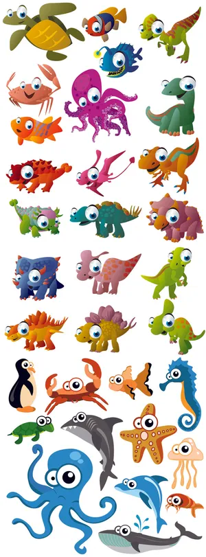 各种卡通海洋生物