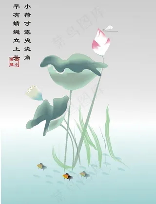 手绘荷花图图片