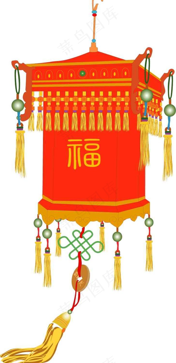 新春花好月圆灯笼矢量图