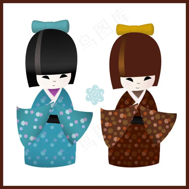 日本和服小女孩eps,ai矢量模版下载