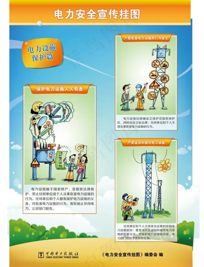 电力安全宣传挂图ai矢量模版下载