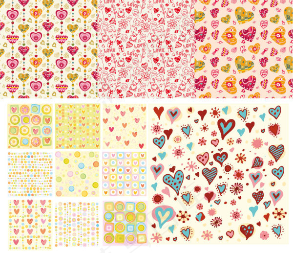 可爱小桃心背景矢量素材