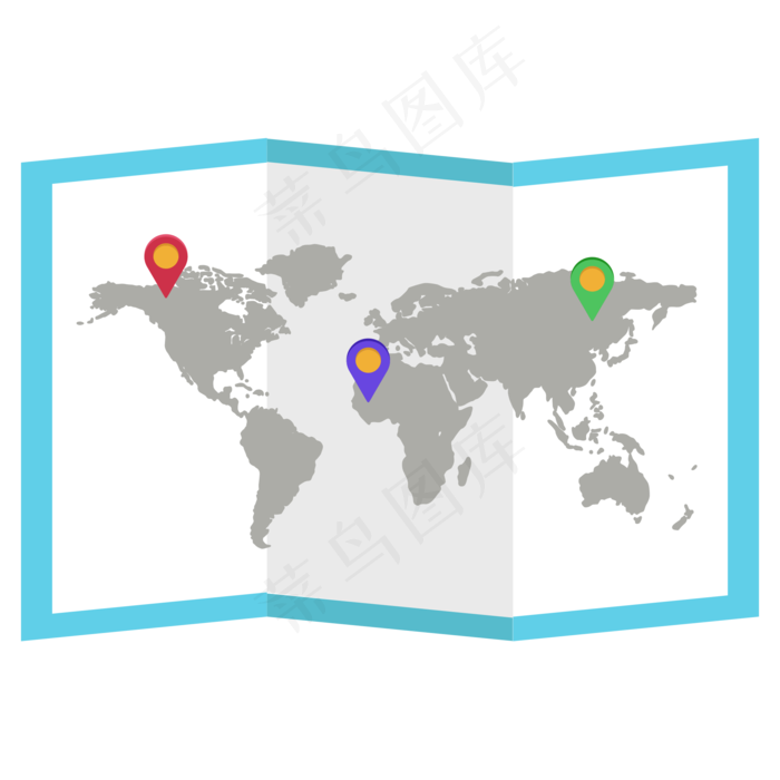 世界地图旅游地点标记图,免抠元素