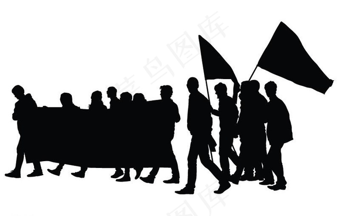 *游行示威人物剪影图片