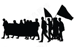 *游行示威人物剪影图片