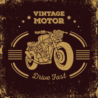 老式摩托剪影徽章素材