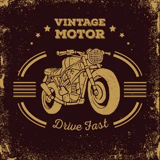 老式摩托剪影徽章素材