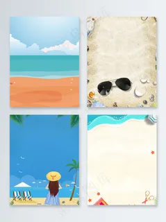 海边沙滩卡通夏季暑期广告背景 海边沙滩卡通夏季暑期广告背景