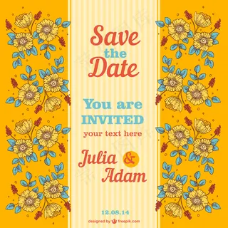 复古花卉婚礼邀请