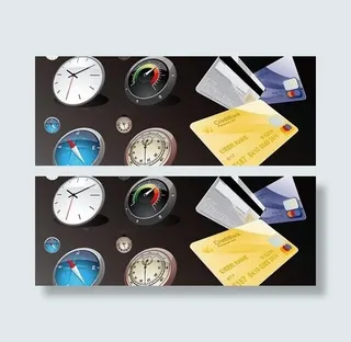 时钟指南针信用卡矢量素材