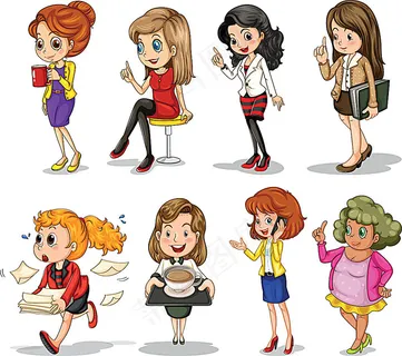 工作的卡通美女