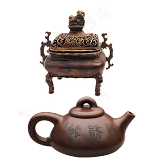 古典紫砂茶壶香炉素材高清